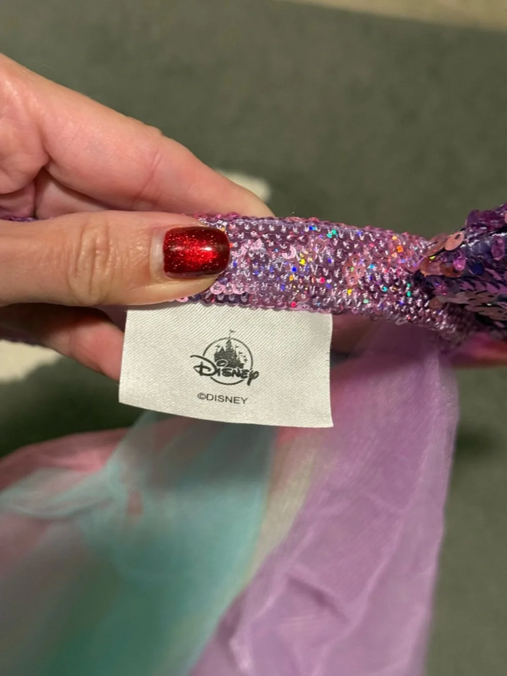 Disney Parks Unicorn Minnie Ears Rainbow Veil Sequin Headband Purple - Picture 4 of 6